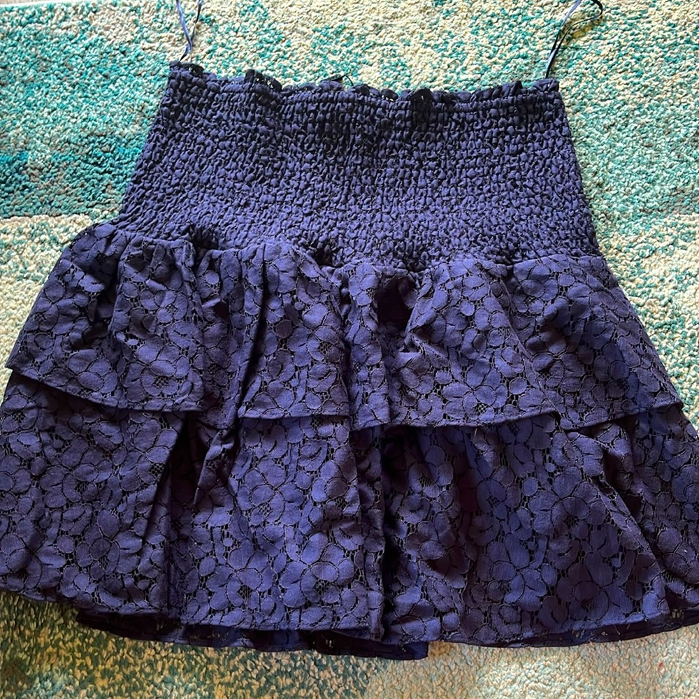 NWT Milly Wyatt cotton lace skirt navy size 12
